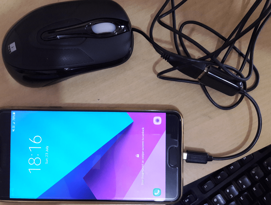 Connecting USB Mouse to Android Mobile with Micro USB to Standard USB Cable